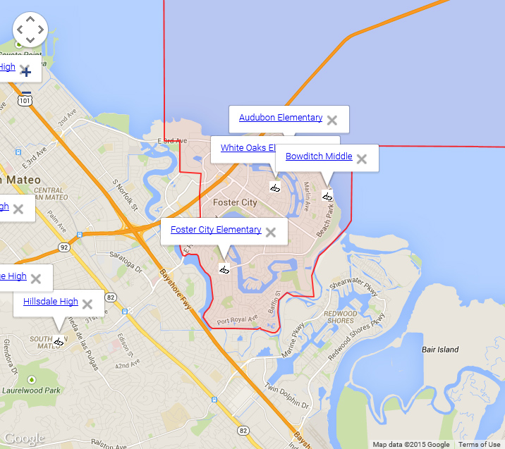 Map of Foster City Schools