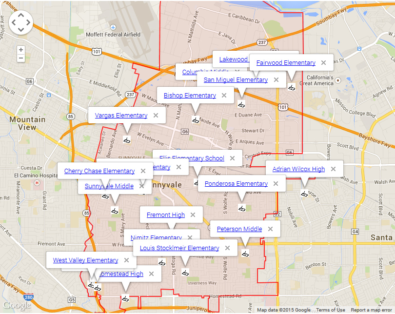 Map of Sunnyvale Schools
