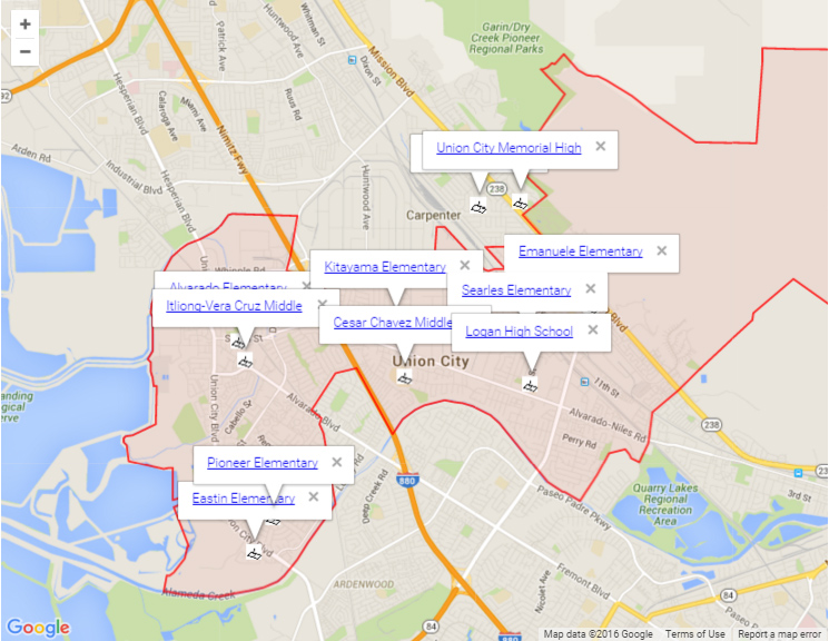 Map of Union City Schools